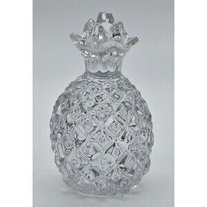 Clear Pressed Glass Pineapple Figurine Diamond Point Decor Paperweight 4in